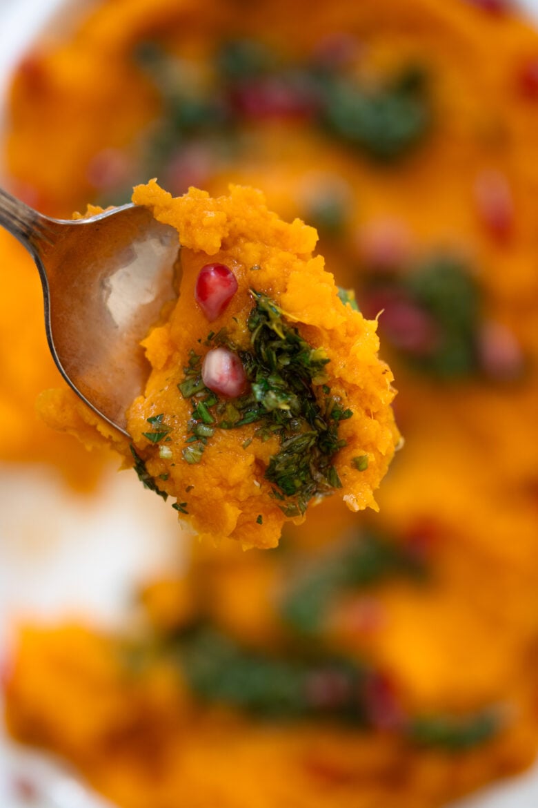 Mashed Sweet Potatoes With Lemon Basil Sauce