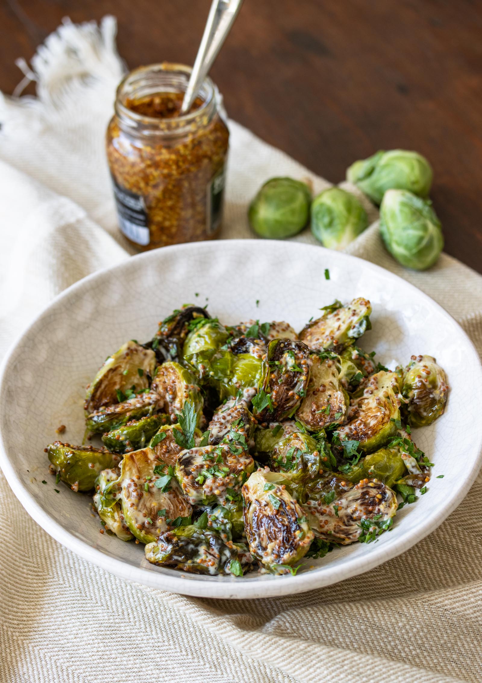 Oven Roasted Brussels Sprouts with Mustard