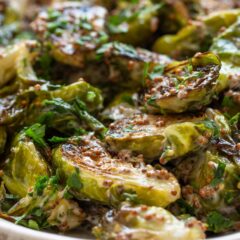 Oven Roasted Brussels Sprouts with Mustard