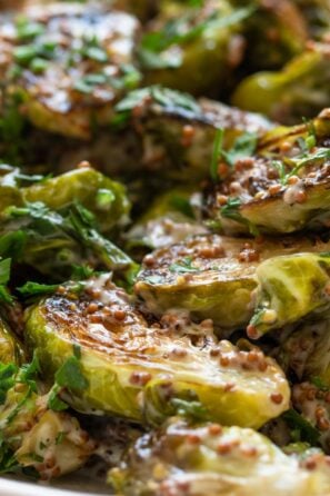 Oven Roasted Brussels Sprouts with Mustard