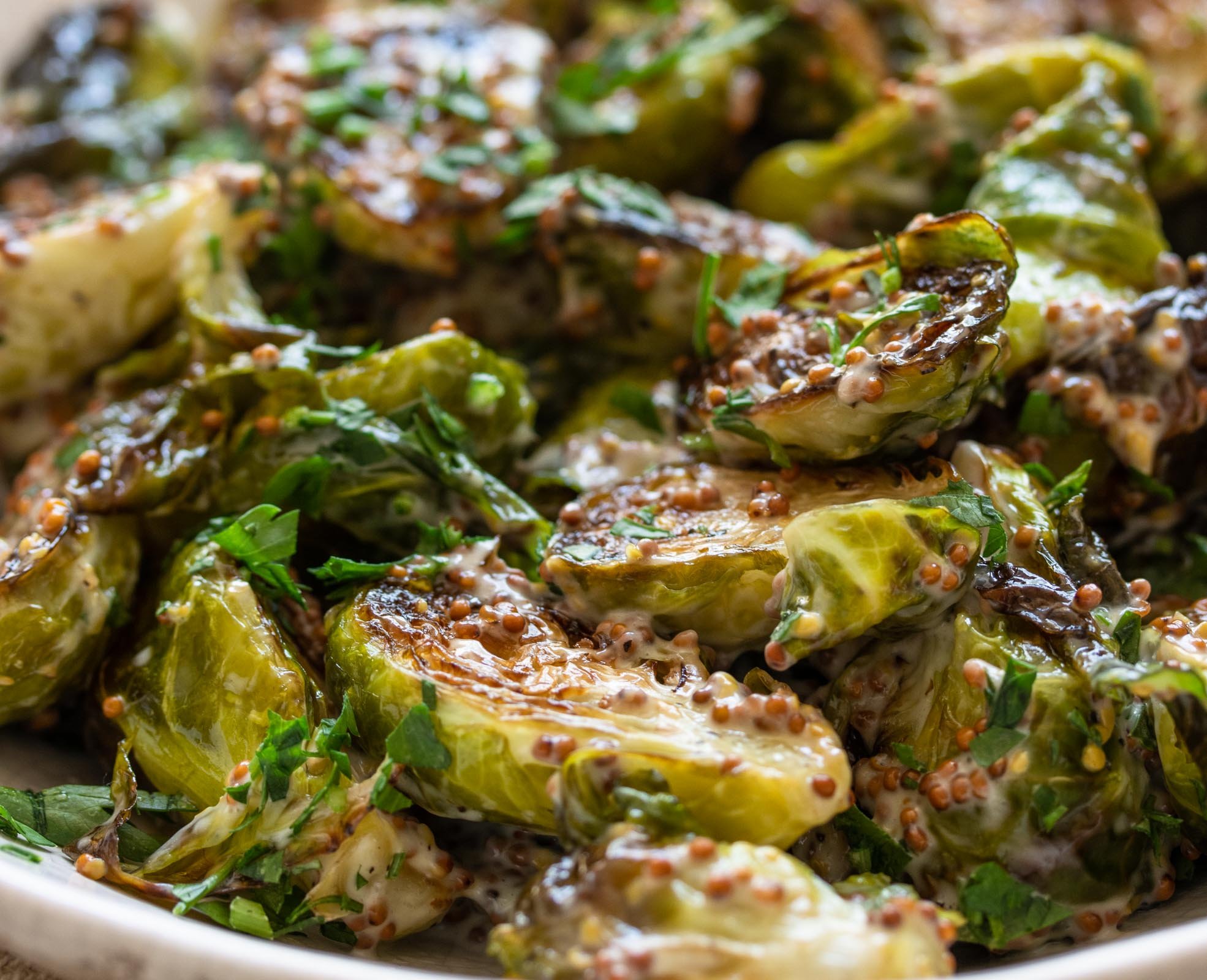 Oven Roasted Brussels Sprouts with Mustard