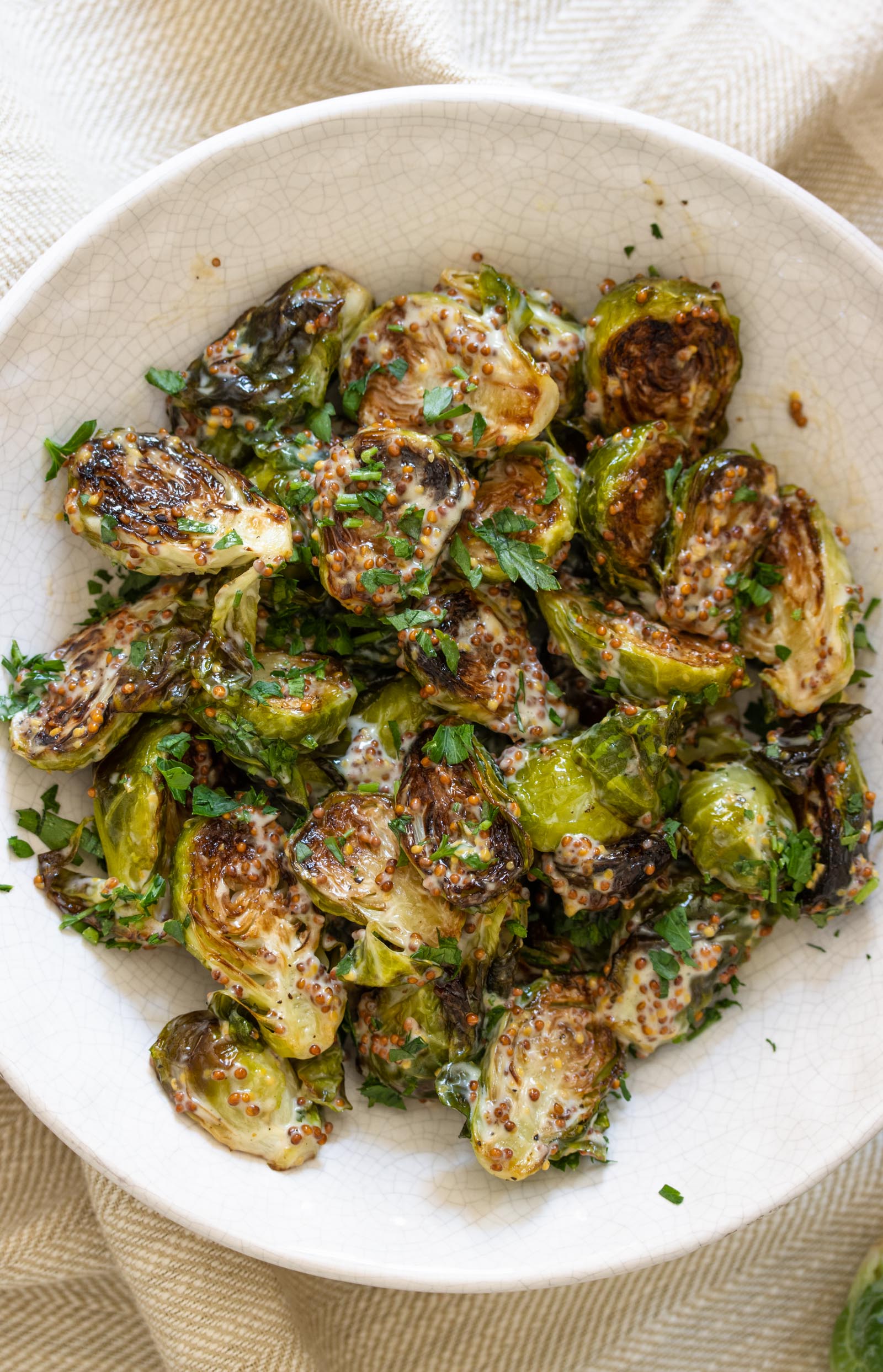 Oven Roasted Brussels Sprouts with Mustard