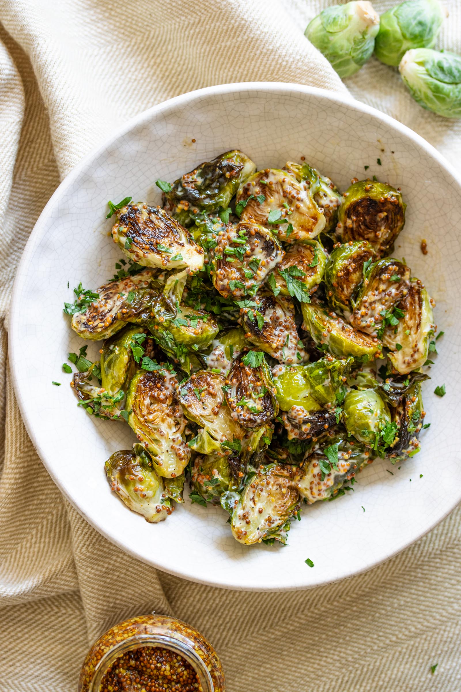 Oven Roasted Brussels Sprouts with Mustard