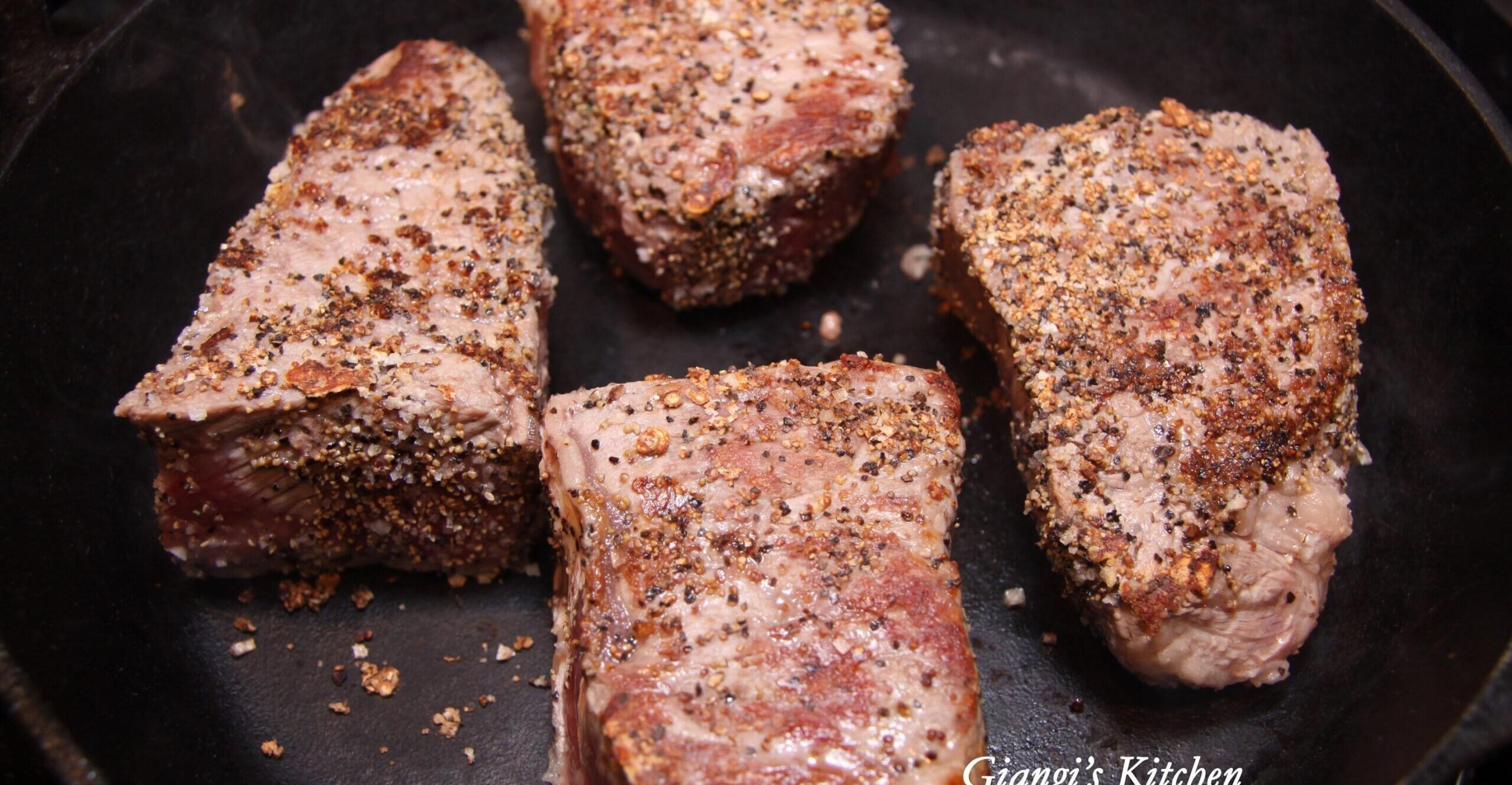 new york steaks with mustard and mushrooms