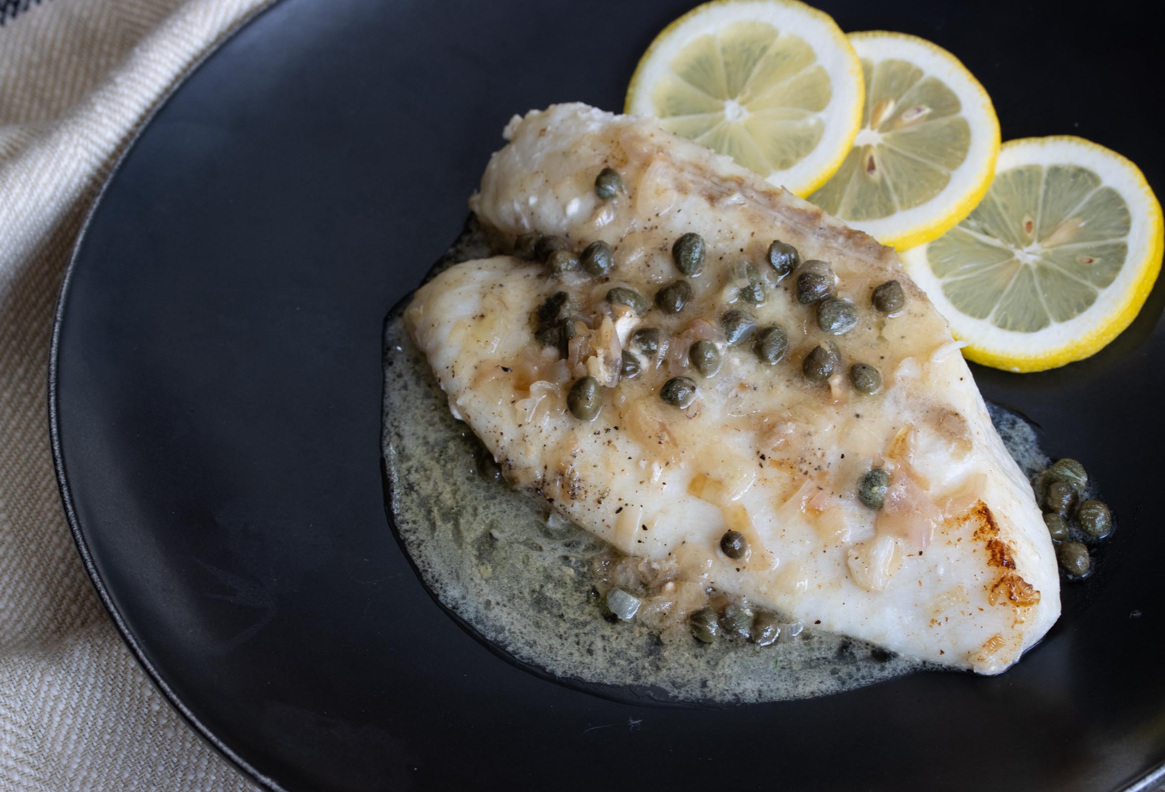 Orange Roughy with Capers, Shallots and Wine Butter Sauce