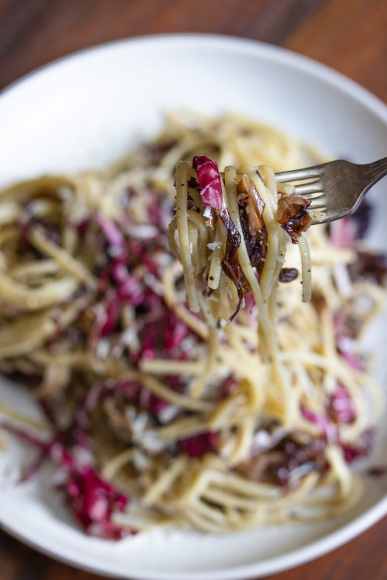 Linguine Pasta, Radicchio and Pecorino Romano