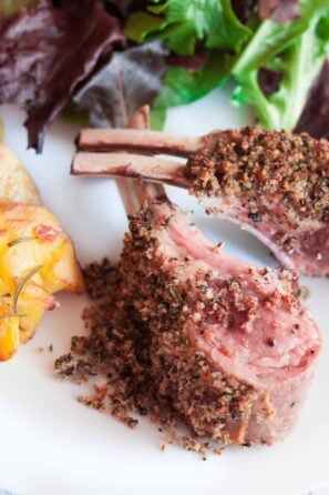 pepper crusted rack of lamb with horseradish cfeme fraiche