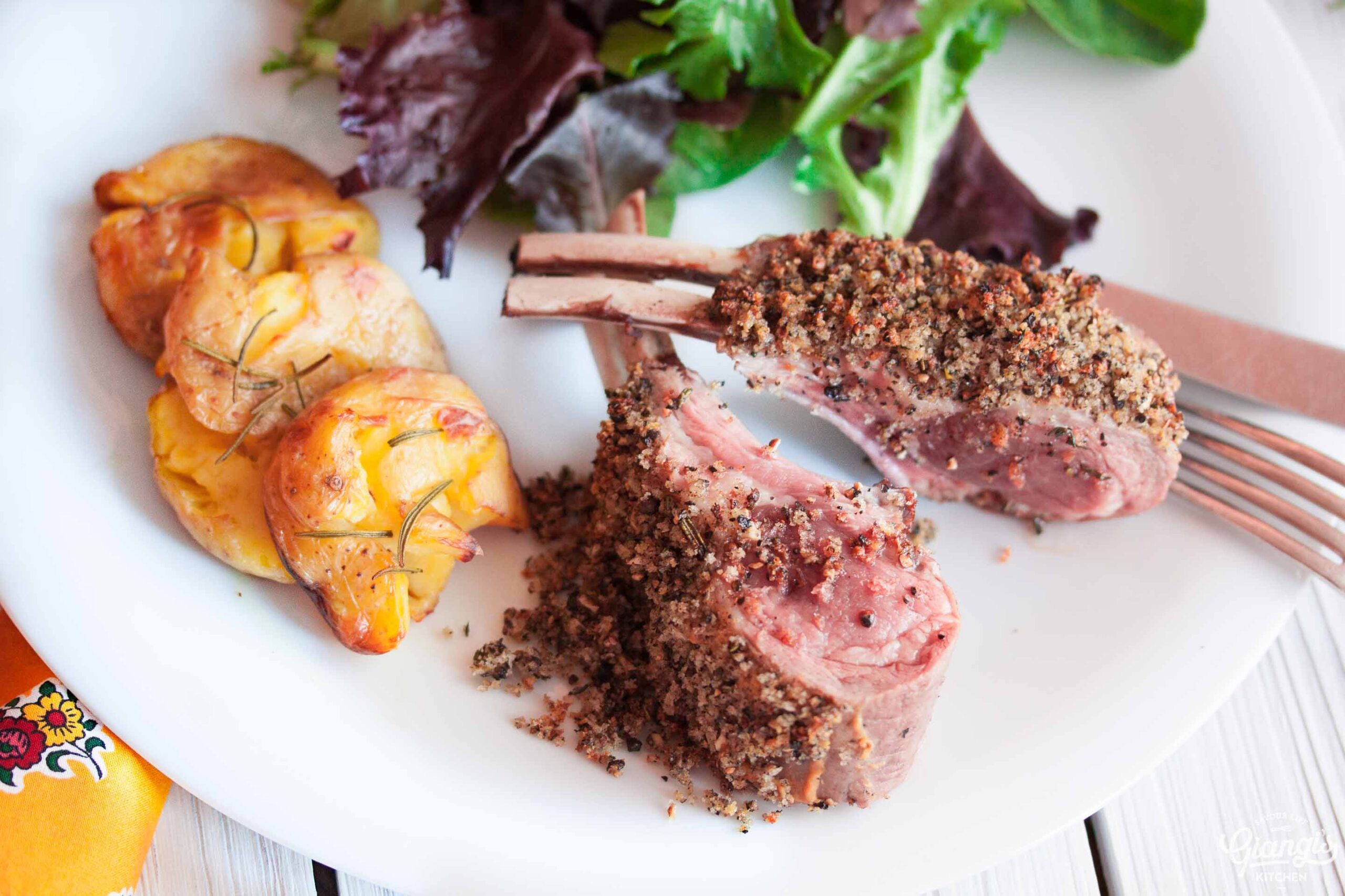 Pepper Crusted Racks of Lamb with Horseradish Creme Fraiche