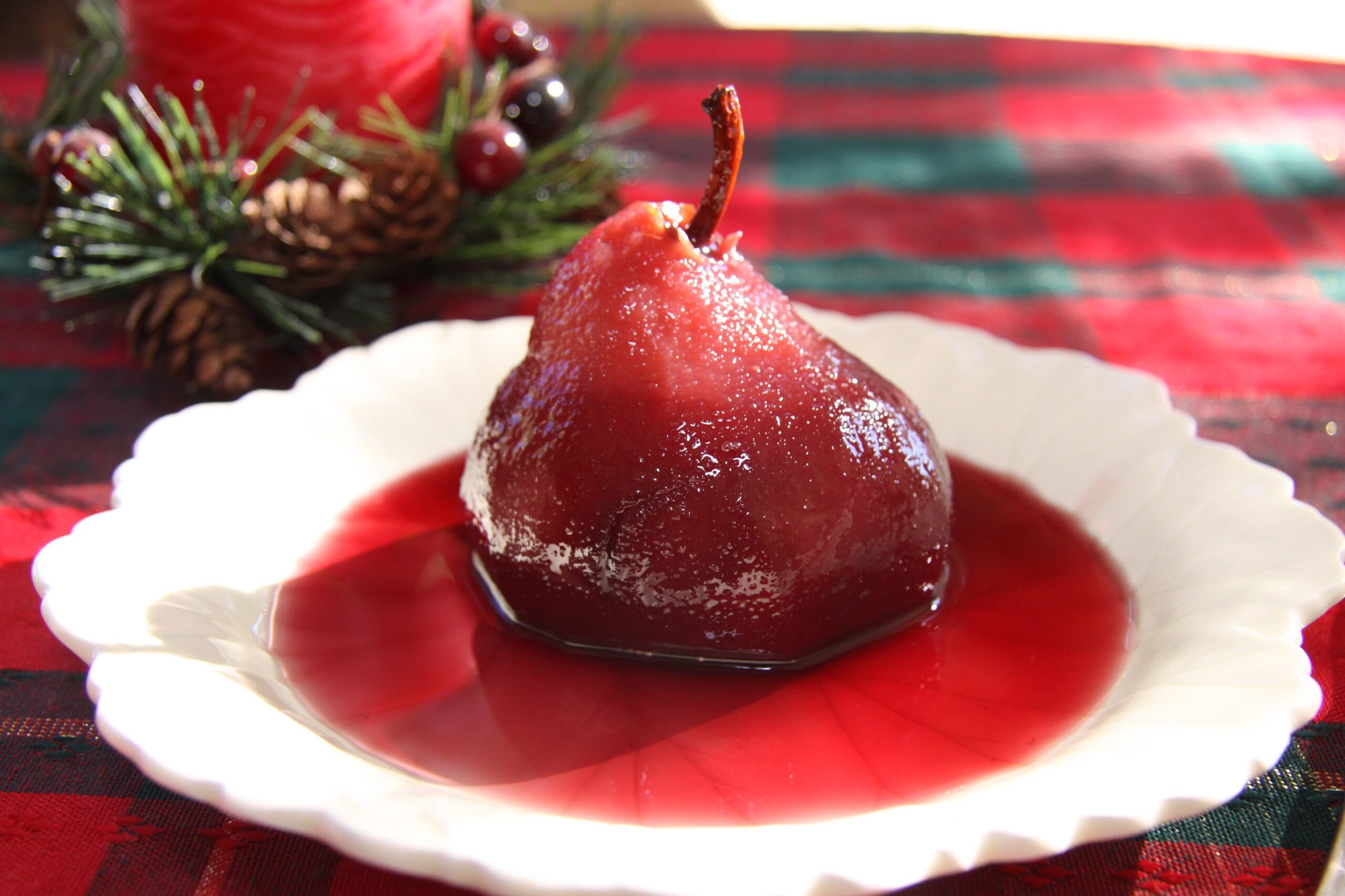 ;poached pears in wine