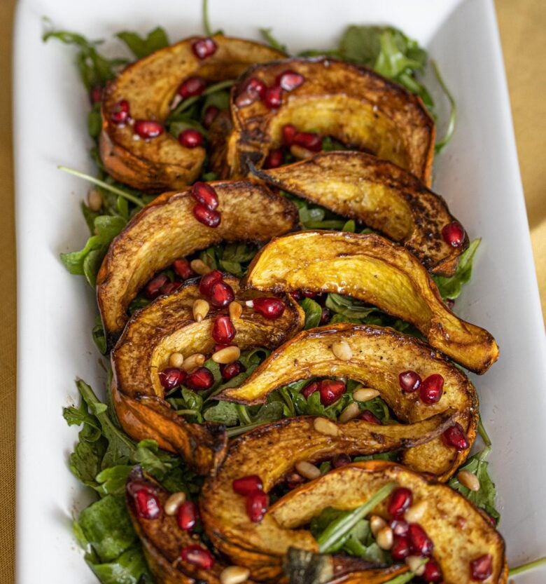 Pomegranate Acorn Squash with Arugula