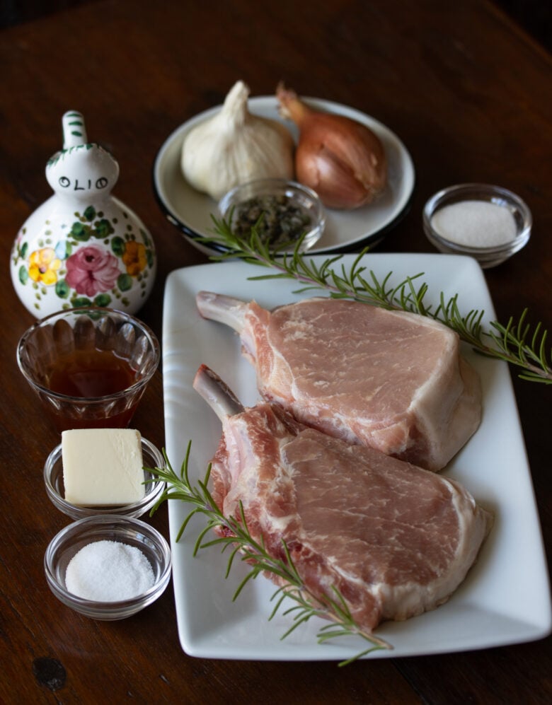 all the ingredients needed to make this bone pork chops with sweet sour sauce