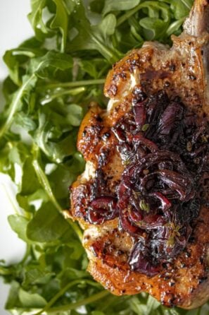 Pork chops with balsamic caramelized onions