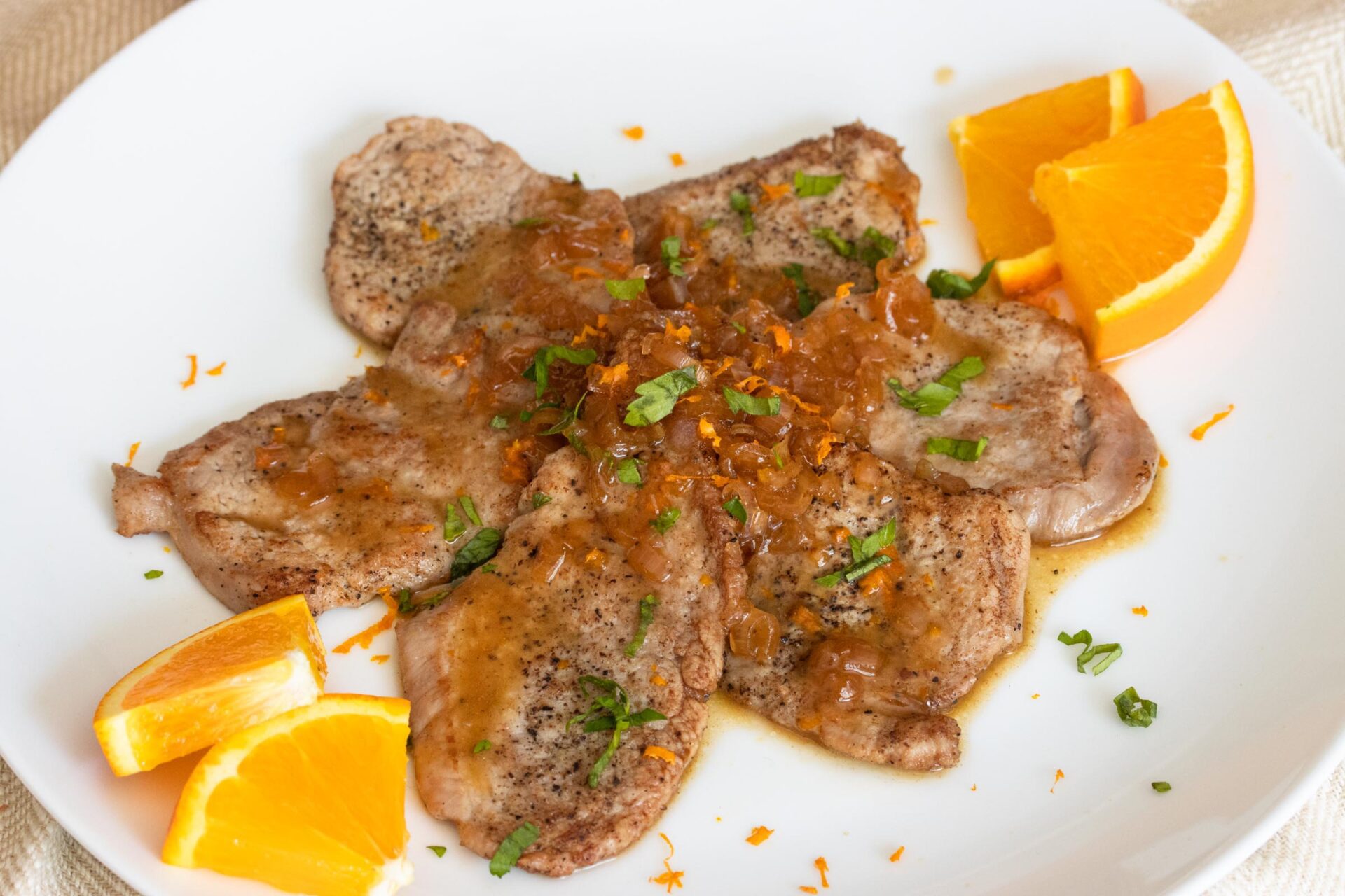 Pork Tenderloin Scaloppine with Balsamic Citrus Sauce