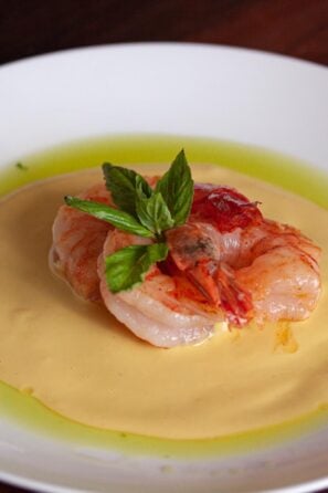 corn puree with prawns