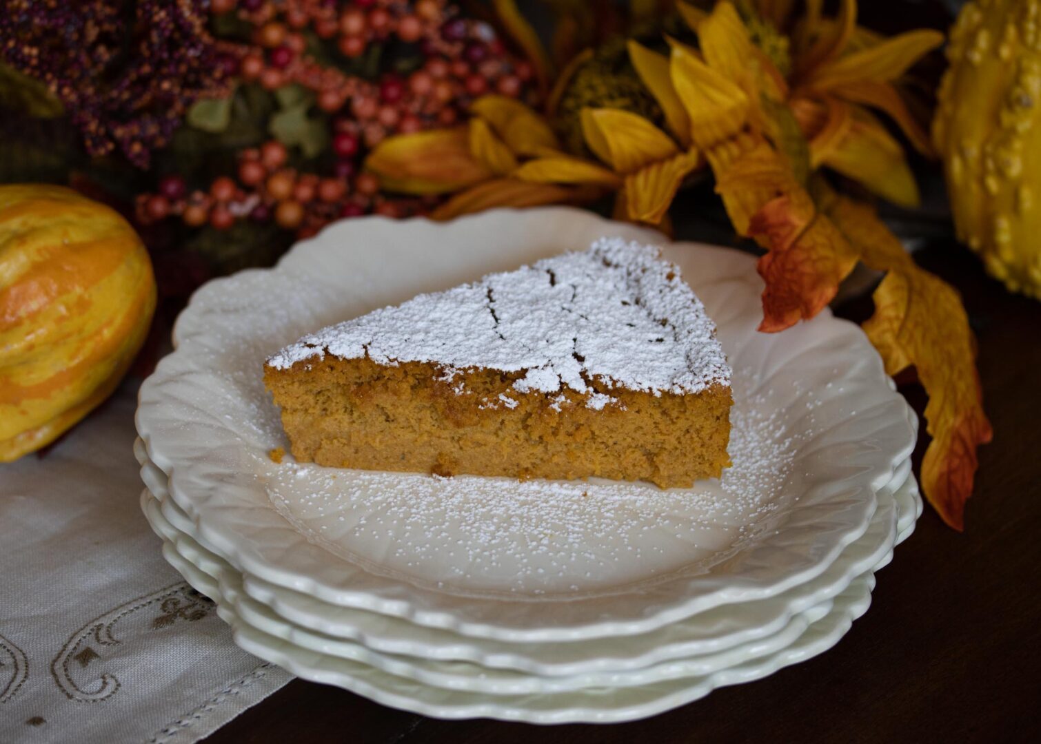 pumpkin-white chocolate souffle cake