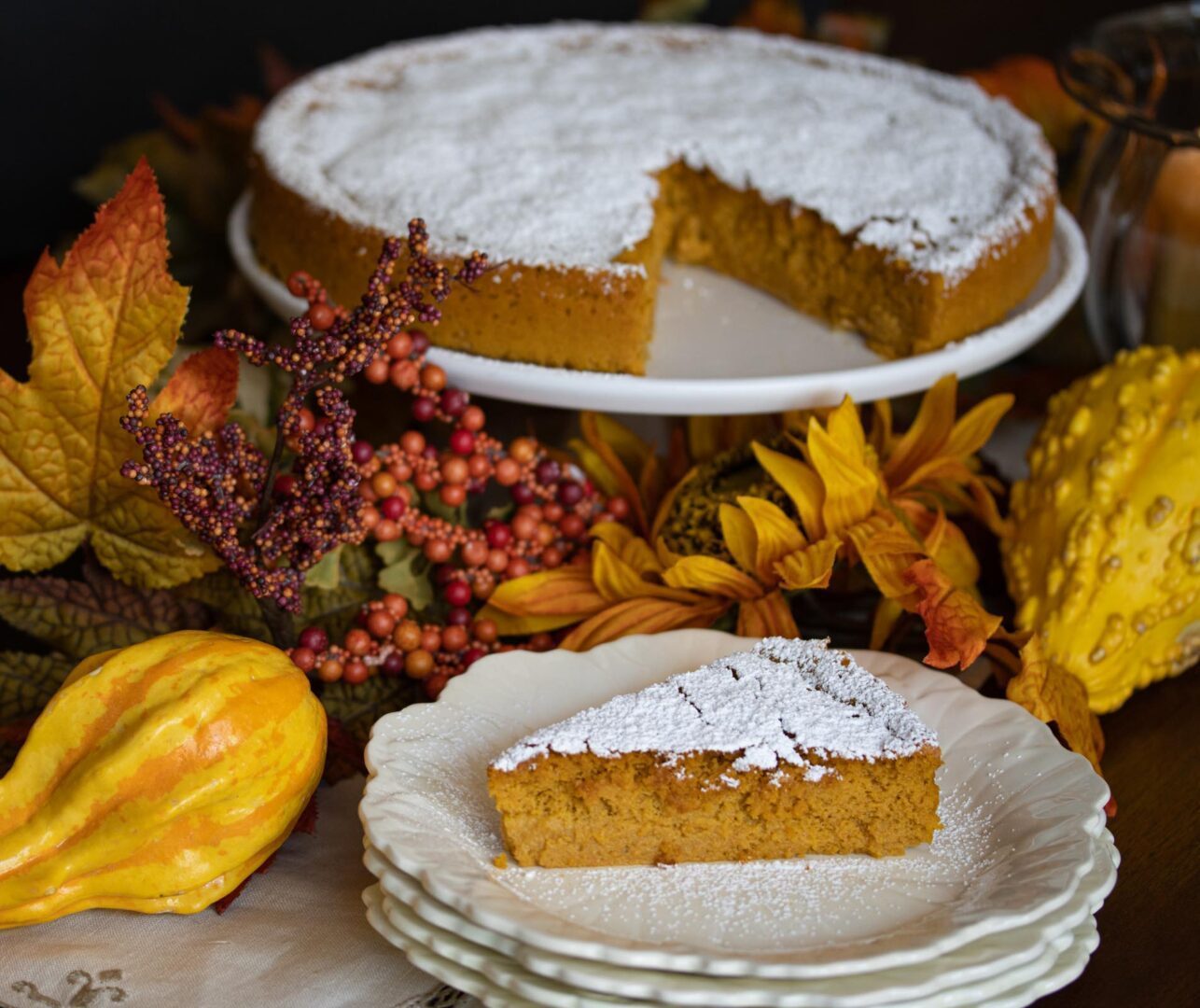 pumpkin-white chocolate souffle cake