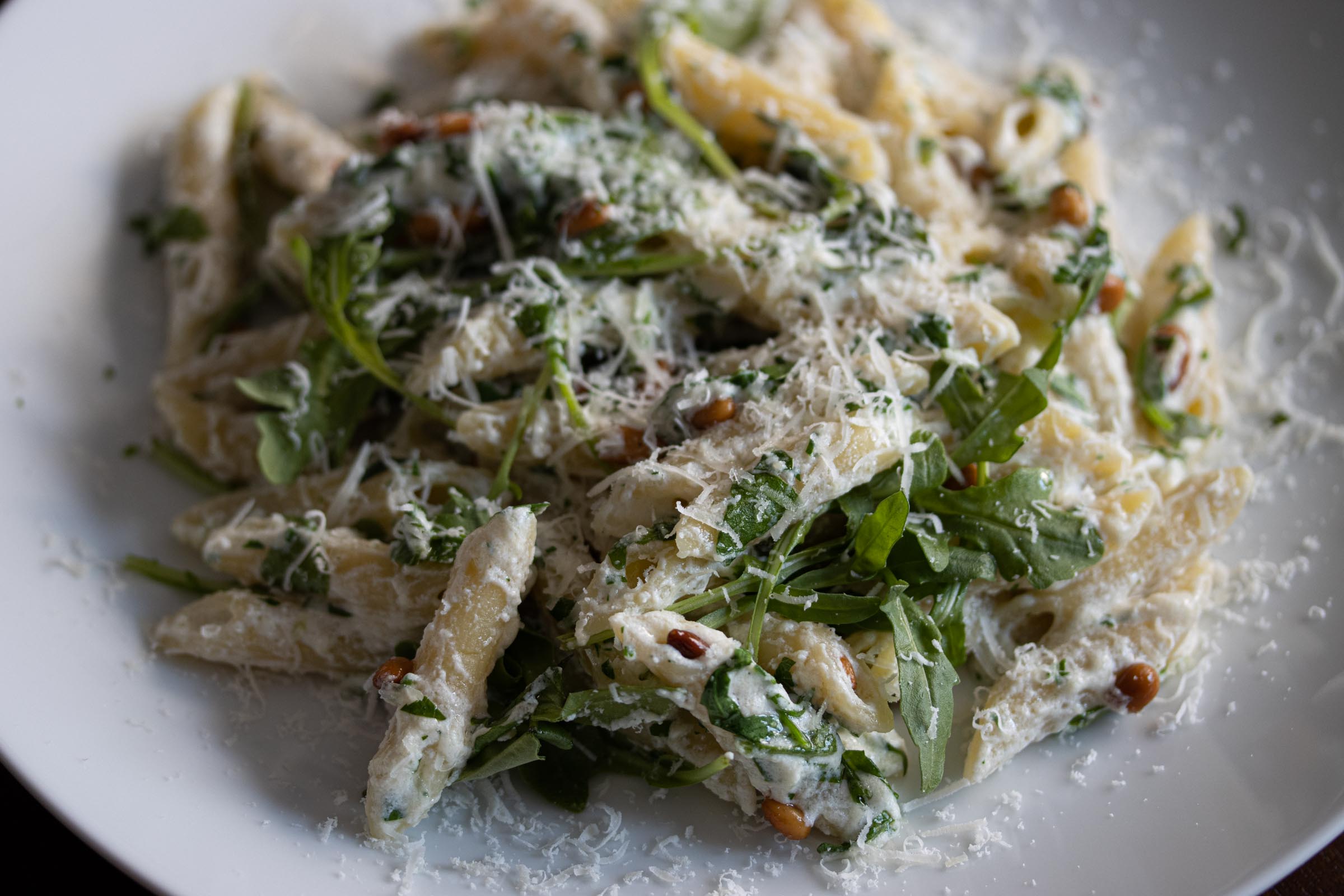 Ricotta, Arugula, Pine Nuts, And Penne Pasta