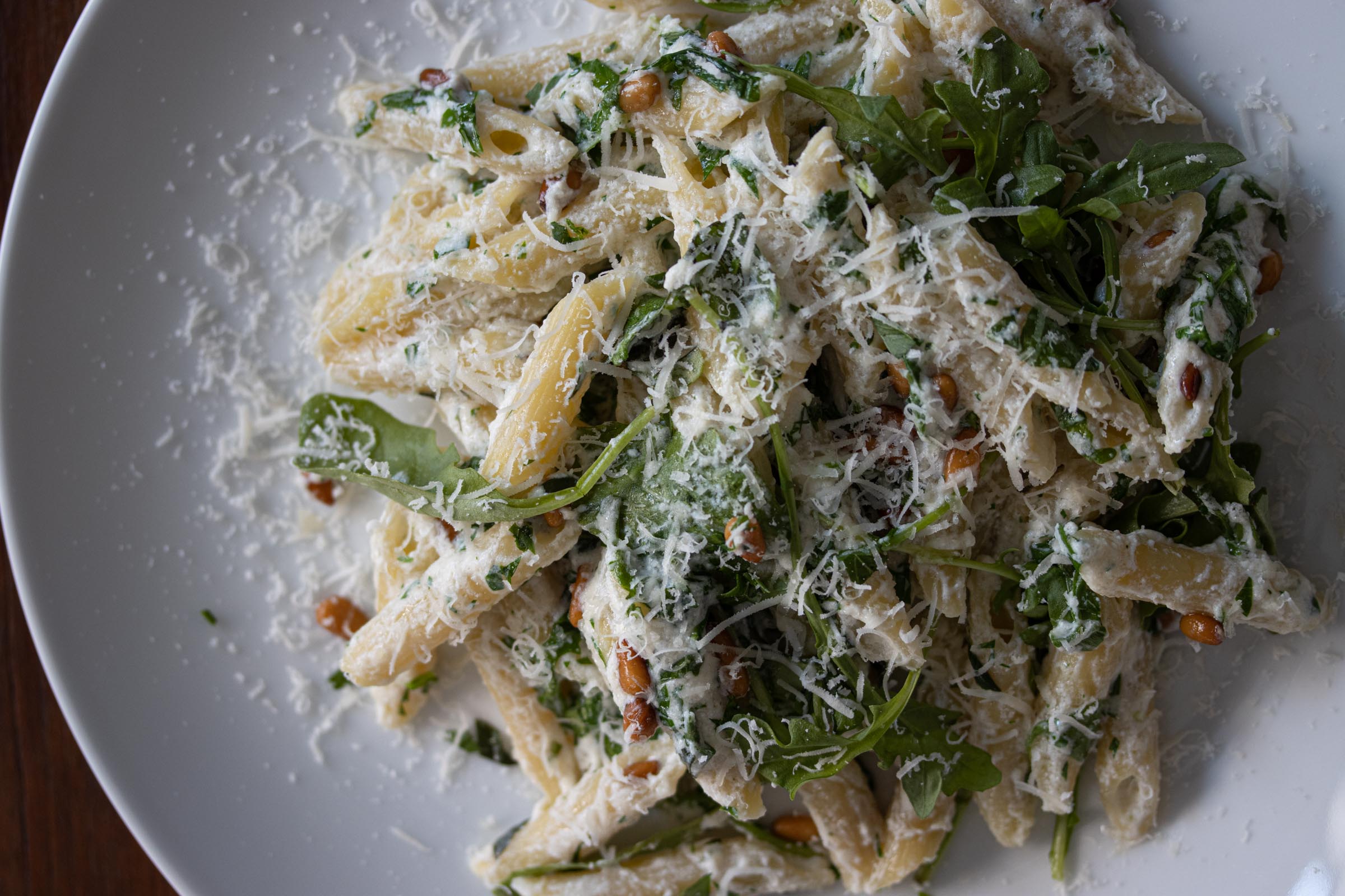 Ricotta, Arugula, Pine Nuts, And Penne Pasta