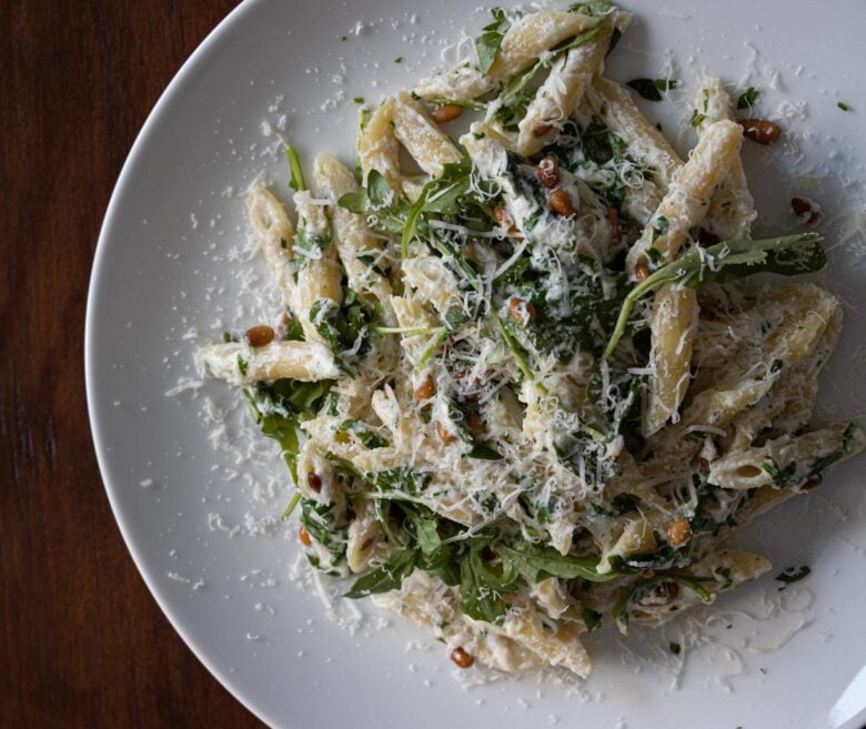 Ricotta, Arugula, Pine Nuts, And Penne Pasta