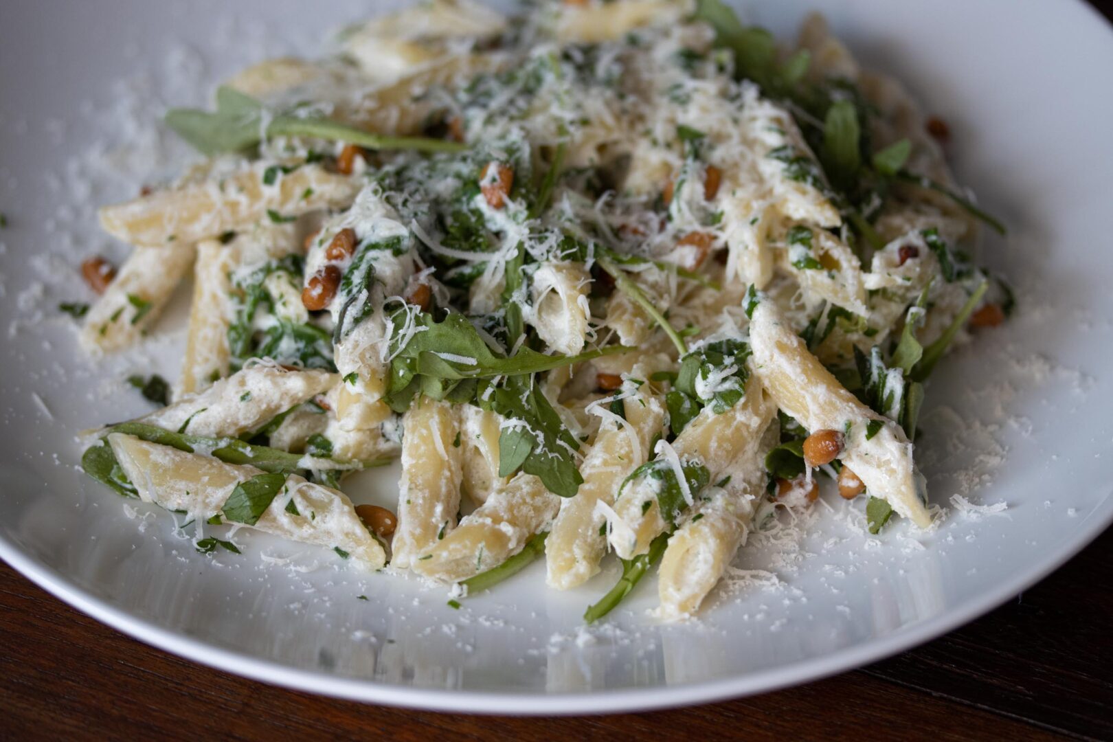 ricotta, arugula, pine nuts penne pasta