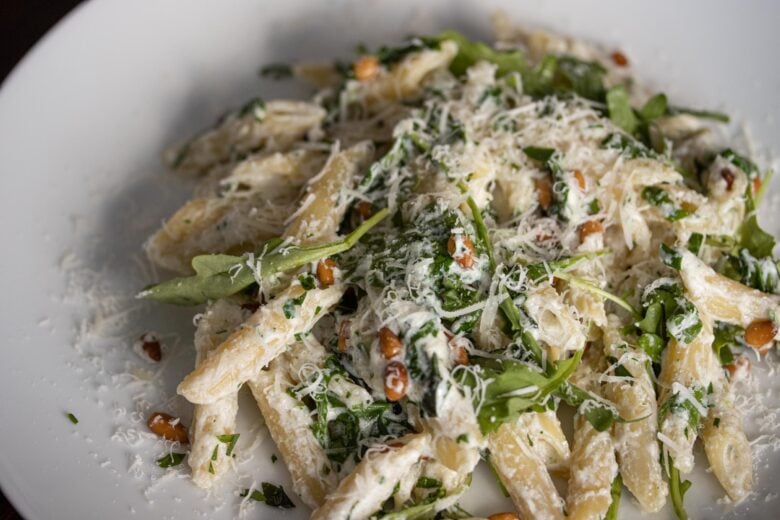 Ricotta, Arugula, Pine Nuts, And Penne Pasta