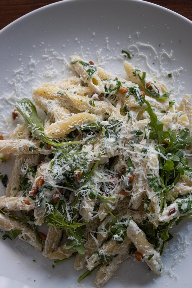 Ricotta, Arugula, Pine Nuts, And Penne Pasta