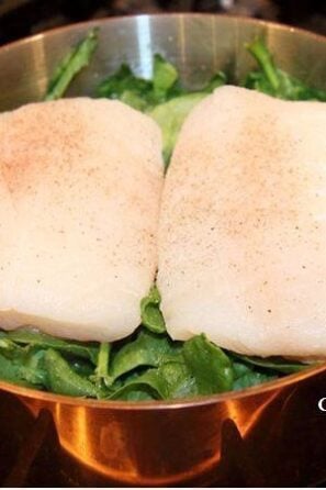 steamed sea bass and spinach