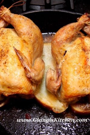 Skillet roasted cornish hen