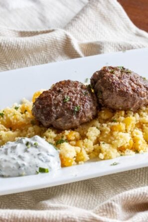 Spiced Lamb Patties and Couscous with Apricots