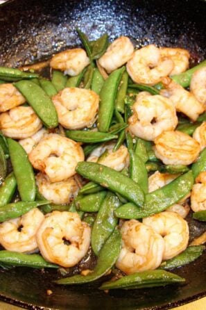 Gingered Stir Fry Shrimps with Snow Peas