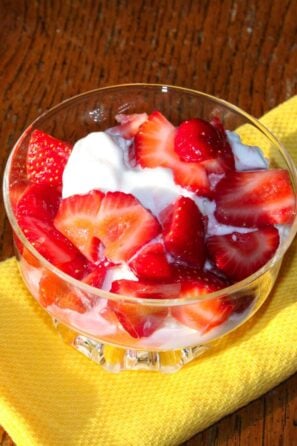 Strawberries with Vanilla Ice Cream