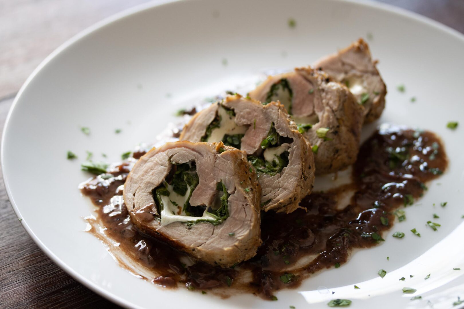 arugula stuffed PORK tenderloin