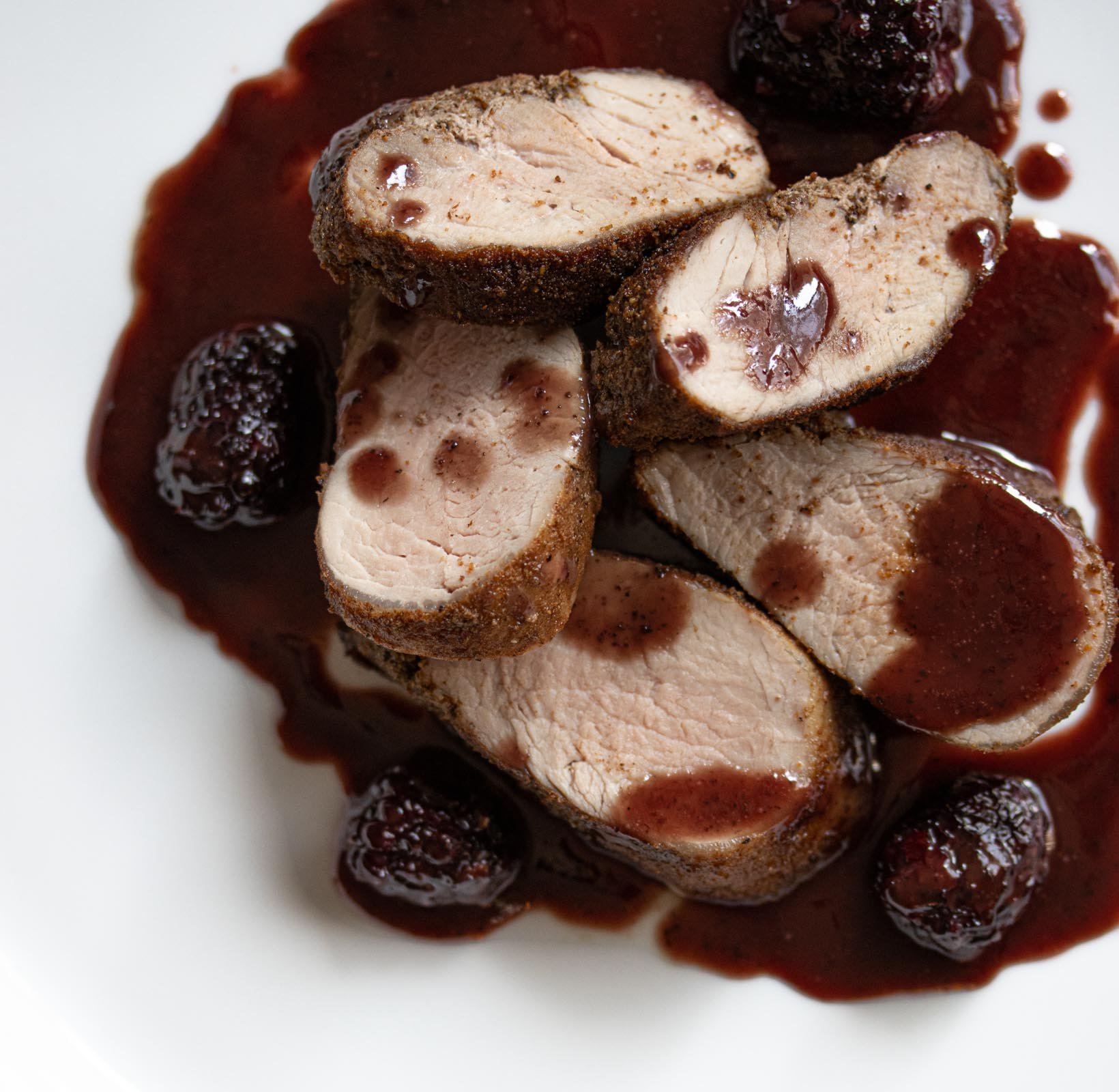 Pomegranate, Blackberries Sauce with Pork Tenderloin