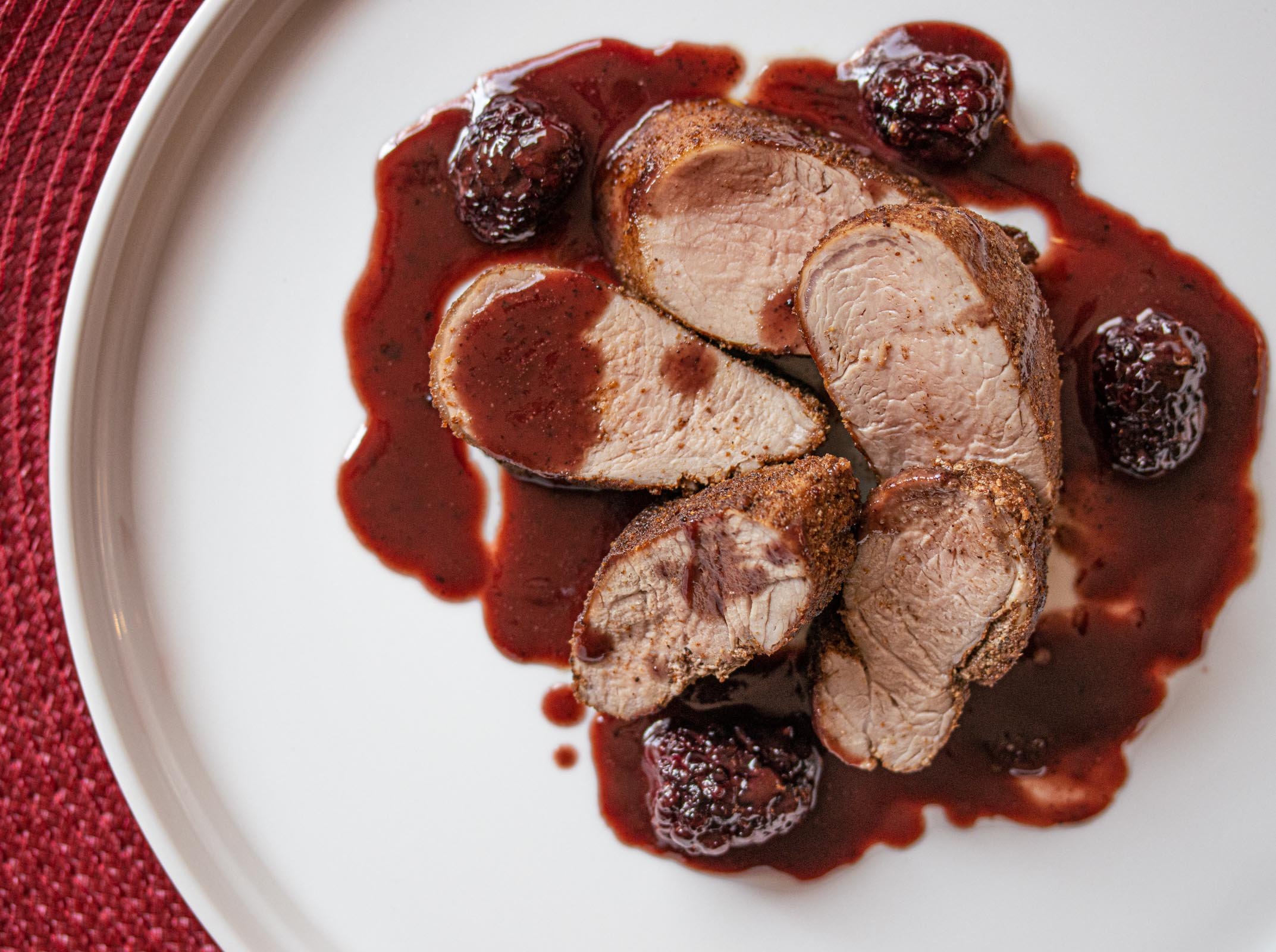 Pomegranate, Blackberries Sauce with Pork Tenderloin