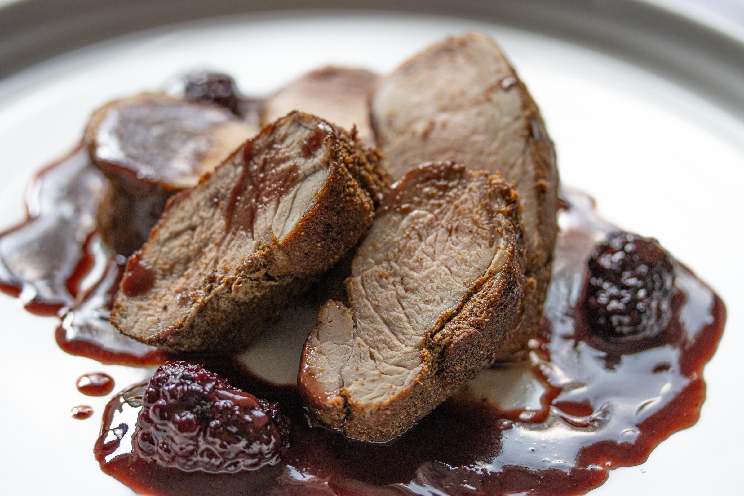 Pomegranate, Blackberries Sauce with Pork Tenderloin