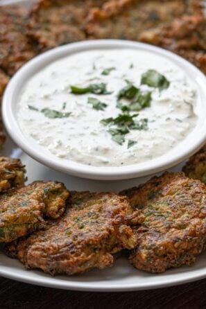 zucchini pancakes with tzatziki sauce